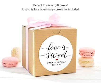 Love is sweet stickers, Candy party favor labels for candy or honey jar  wedding favors, F9:27