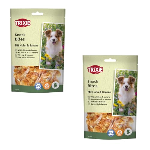 Trixie Premio Banana Chicken | Doppelpack | 2 x 100 g | Ergänzungsfuttermittel für Hunde | Mit Huhn und Banane | 61% Fleischgehalt | Glutenfreie Rezeptur | Ohne Zuckerzusatz