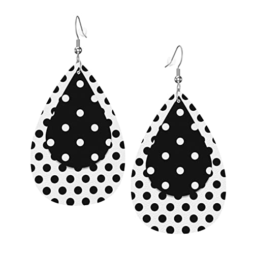 Faux Leather Earrings Teardrop Dangle Earrings PU Leaf Earring Lightweight For Women