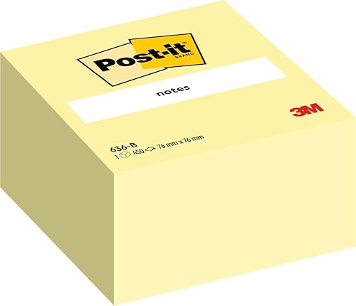 Post-it Sticky Notes Cube - Paquete de 1 bloc de 450 hojas, 2.992 in x 2.992 in, color rosa, amarillo, naranja, verde, notas autoadhesivas para