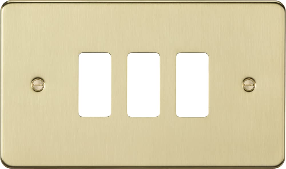 Knightsbridge Brushed Brass 3G Grid Faceplate