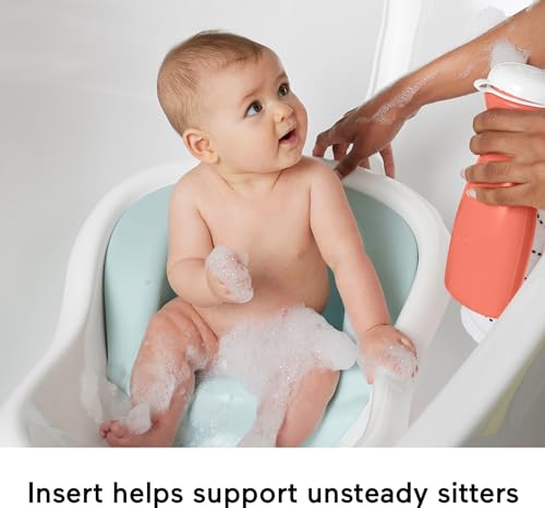 Image of Fisher-Price Baby to Toddler Bath 4-in-1 Sling 'n Seat Tub with Removable Infant Support and 2 Toys, Summer Blossoms