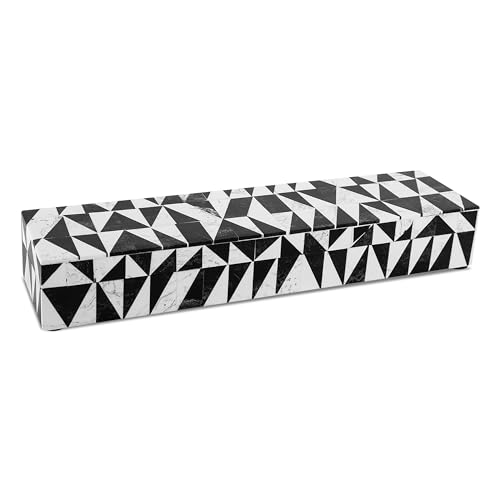 Handicrafts Home Decorative Remote Holder Box 10x2.5 – Slim Organizer Box with Lid for TV Remotes, Coffee Table Décor, Modern Shelf Box, Boho Home Décor Accent, Black and White Decorative Storage Box