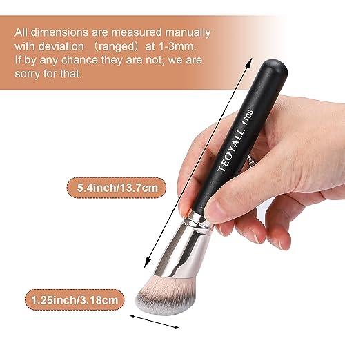 TEOYALL Angewinkelter Foundation Kontur Pinsel, Synthetischer Kabuki Pinsel zum Verbergen, Mischen, Festlegen und Auftragen von flüssigen, Cremes und Puder-Kosmetika