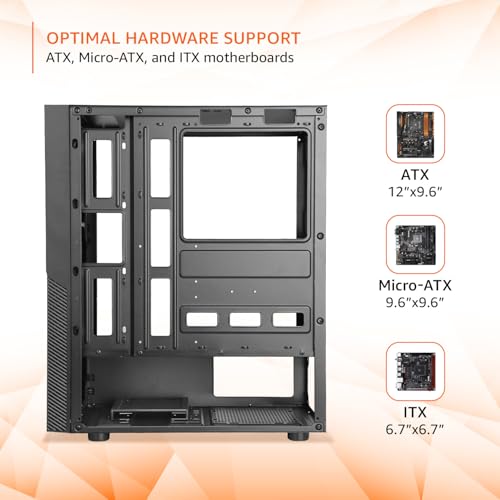 Amazon Basics Mid Tower Gaming Cabinet with USB 2.0 | ARGB Light | ATX, MATX, Mini-ITX Motherboard Support |Pre-Installed Rear RGB Fan | Stylish... - Image 4