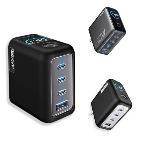 For Anker Charger (140W, 4 Ports) 用 ケース カバー 【NOUKAJU】 ワイヤレス イヤーホン シリコン 保護ケース 落下防止 キズ防止 耐衝撃 装着充電可能 防水 防塵 (ブラック)のサムネイル