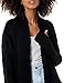 Cable Stitch Women's Long-Sleeve Rib-Knit Cardigan with Thumbhole - Open Front Oversized Loose Sweater Coat (Small, Black)
