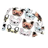 otnrnondcl Adjustable Working Cap with Button, French Bulldogs Hat Sweatband, Elastic Bandage Tie Back Hats for Women & Men