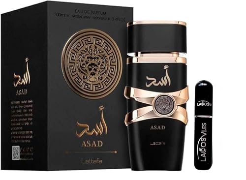 Lattafa Asad Original 100ml Perfume Árabe Para Hombre Incluye Atomizador 5ml Lacosvi Recargable, Perfume Oriental Intenso De Larga Duración