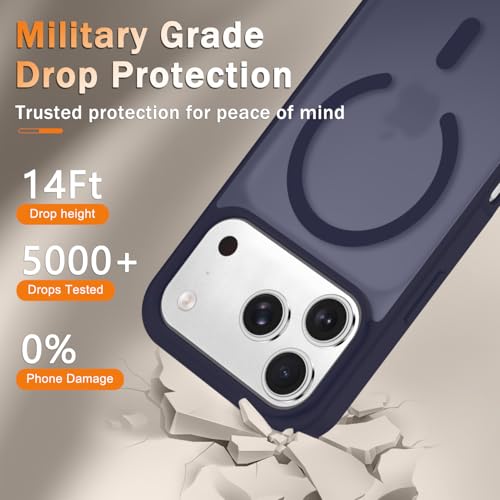 Image of YENAPOON for iPhone 17 Pro Max Case, Matte Magnetic Phone Cover [with 1 Screen Protector] [Support for MagSafe] [Shockproof Military Grade Protection] Translucent Frosted Back, Deep Purple