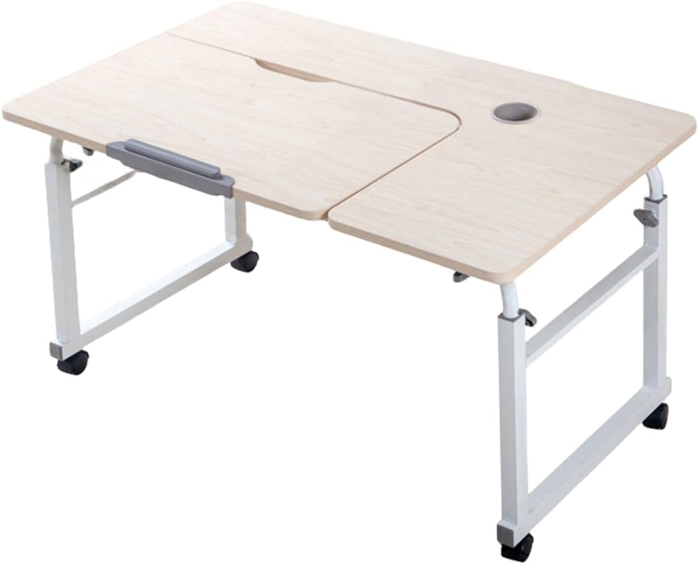 Bureau d'ordinateur à roulettes avec plateau réglable en hauteur au design minimaliste