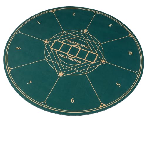 HOMASIS Pokermatte, tragbare Texas Hold'em-Pokermatte für 8/10 Spieler, Pokertischplatte mit Rutschfester Gummibasis, Tragetasche, Pokertisch-Auflage für Casinospiele, Spieleabende, Partys (φ120)