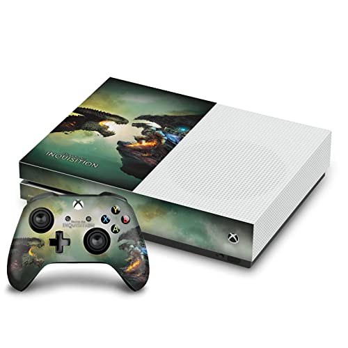 Sticker Xbox One S Dragon Age protège console jaunie et manettes usées