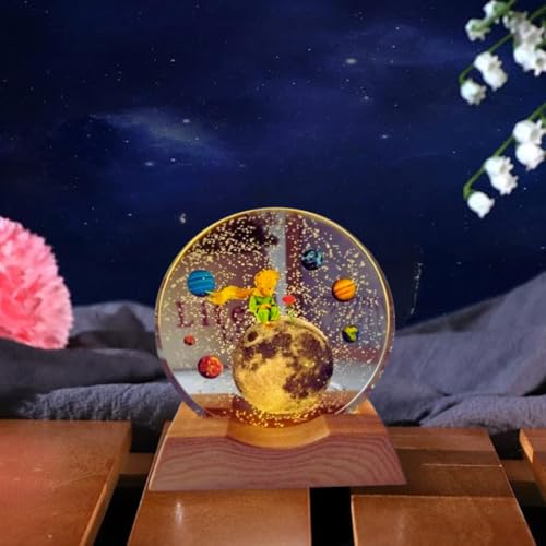 Image of One94Store 3D Acrylic LED Night Light - Warm White & Moon and Stars Design with Durable Plastic Base, Decorative Table Lamp for Bedroom, Living Room, Kids Room, Study & Home Decor Gifting