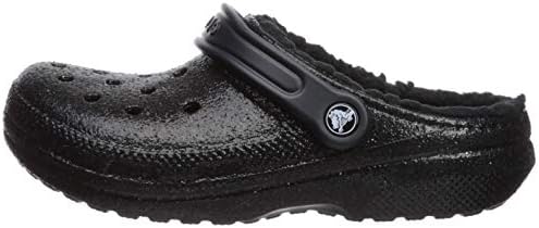 black glitter lined crocs