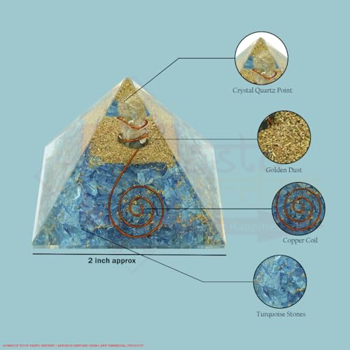 Image of Turquiose Pyramid | 2-Inch Approx | Emotional Healing, and Harmony | Perfect for Meditation and Gifting | Vastu Remedy | Pack of 1|