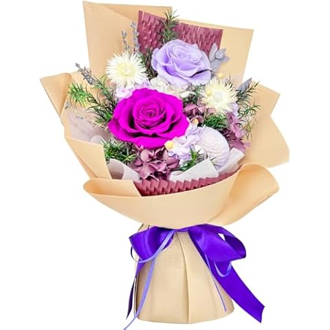 ZCOINS Preserved Flowers Bouquets, Forever Flower Bouquet, Real Roses And Flowers,Birthday Gift Flowers For Women, Friend, Christmas, Valentine's Day, Mother's Day (Purple) Cover