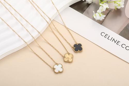 Image of AIPPK 18K Gold Plated Clover Pendant Necklace Set for Women Fashion Four Leaf Clover Necklace Lucky Simple Jewelry Gifts for Women 3Pcs