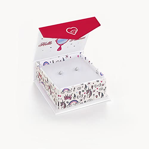 14K White Gold 4Mm Heart Simulated Diamond Birthstone Screw Back Earrings For Babies, Infants & Toddlers - Pretty Heart Studs With Safety Screw Backs For Children - Cute Kids Heart Earring Studs #TOP4