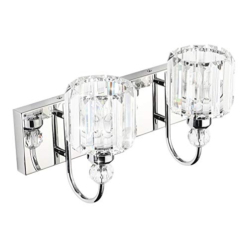 Image of Ralbay Modern Bathroom Vanity Light - 2-Light Crystal Wall Fixture for Bathroom