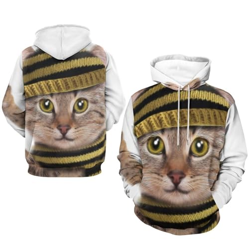 Sweat à capuche chat unisexe UMENG pull confortable noir taille S - 7