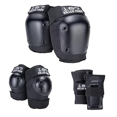 187 Killer Pads Six Pack Pad Set, Protective Gear for Elbows, Knees, and Wrists - Ideal for Skateboarding, Roller Skating, and Inline Skating