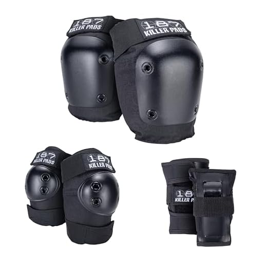 187 Killer Pads Skateboarding Knee Pads, Elbow Pads, and Wrist Guards, Six Pack Pad Set, Black, Large/X-Large