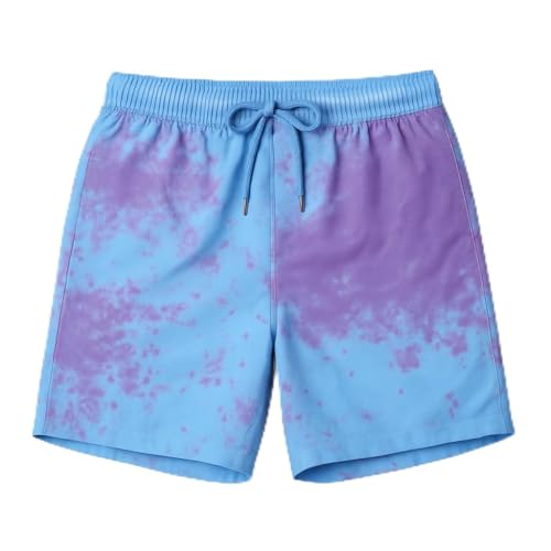 Wsedper Color Changing Shorts, Men's Sports Quick Dry Temperature Sensitive Color Changing Swim Trunks (XXL,Blue to Purple)