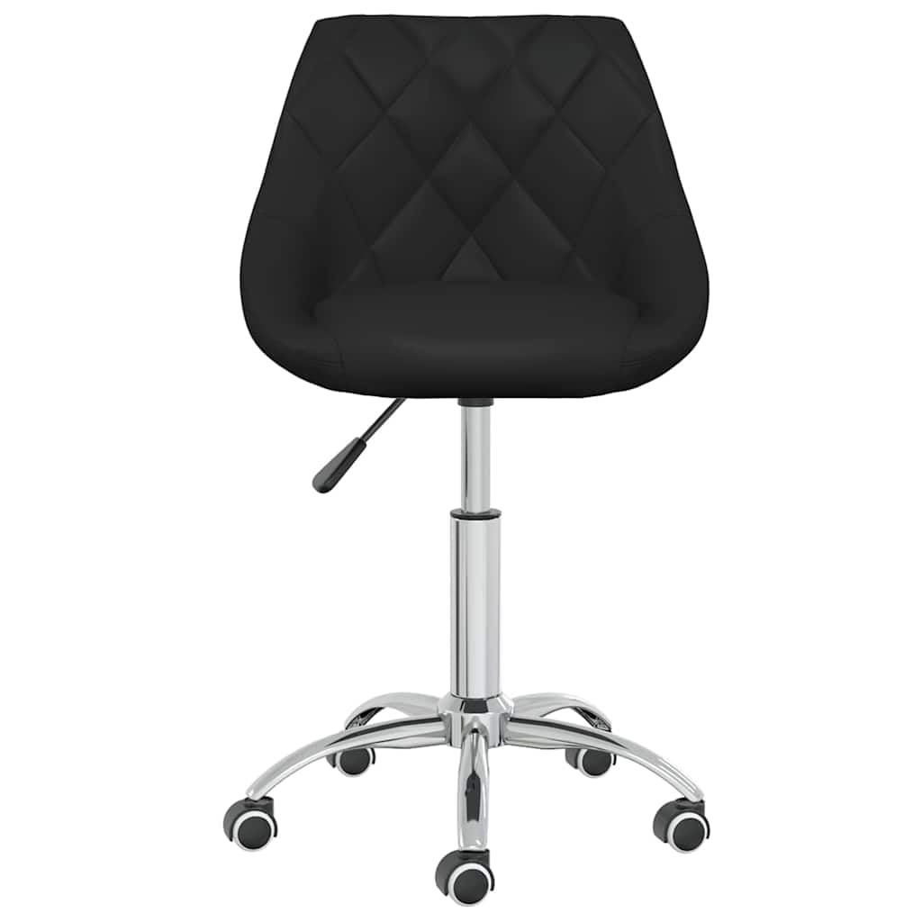 Chaise de bureau pivotante en similicuir noir avec acier chromé, hauteur
