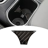 Bilisin Carbon Fiber Sticker Compatible with Central Control Water Cup Holder Panel Trim Interior Accessories for Subaru Outback 2021 2022 2023(2Pcs Black)