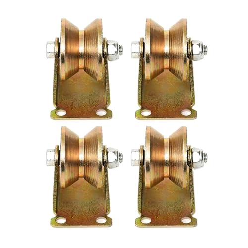 LHX 2-inch Pulley Track Wheel V-Shaped Groove Wheel Heavy-Duty Small Wheels for Inverted V-Shaped Track Roll Doors 4 Per Pack(3 inch)