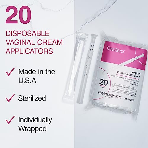 Flextiva Aplicadores de creme vaginal de plástico descartável - extremidade rosqueada para caber em