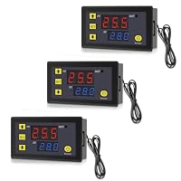 GERUI 3 Stück W3230 20A DC 12V Digital Temperaturregler，Digitaler Thermostat Temperaturschalter-50-120℃ mit NTC 10K-Sensorsonde.