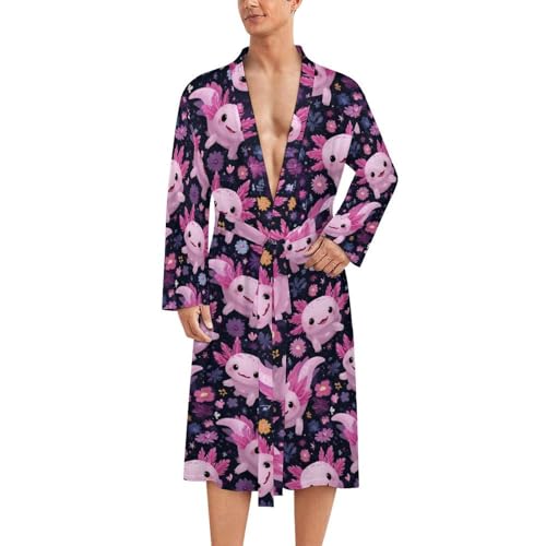 Peignoir homme axolotl rose : un kimono léger pour vos moments de détente après la douche