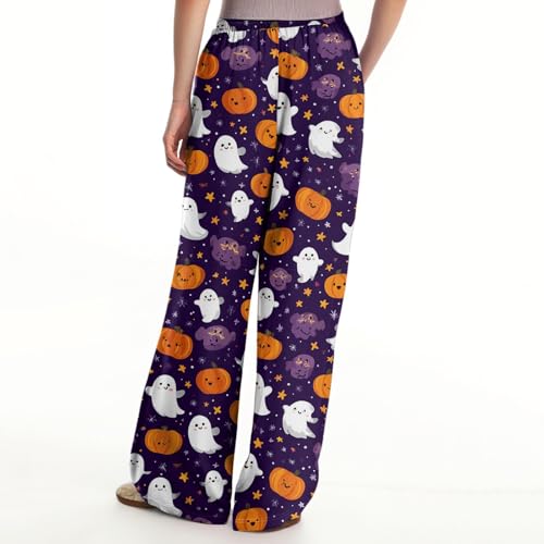 Boho Wide Leg Pants for Women Flowy Drawstring Floral Palazzo Pants Baggy Tropical Hawaiian Pull on Beach Pant2