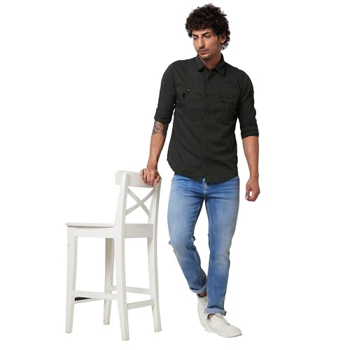 Image of Spykar Men's Regular Fit N /A Full Sleeve Solid Casual Shirts