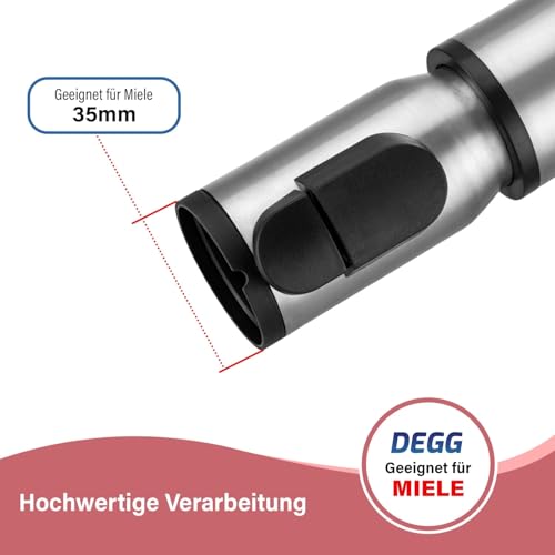 DEGG Teleskoprohr - Kompatibel mit Miele Staubsauger 35mm mit Klicksystem, Edelstahl Teleskopstange Teleskopstab für Classic C1, Complete C2 & C3, Guard S1, M1 & L1 Staubsaugerrohr Saugrohr