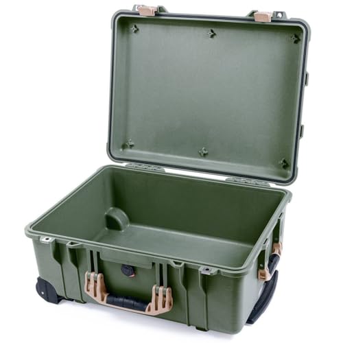 ColorCase Pelican Protector 1560 Case OD Green - Waterproof Case (Case Only) - Desert Tan Handles & Latches