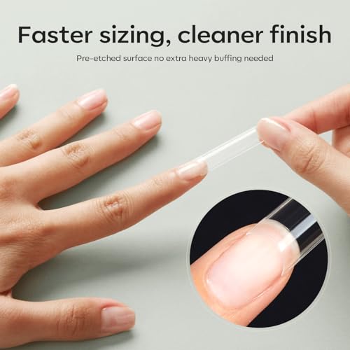 Image of Modelones XXL Square Half Cover Nail Tips, No C Curve 510Pcs Extra Long Extension Tips Pre-Etched Fake Press on Nails Tips Clear Natural Fit Acrylic Gel False Nails for Extension DIY Salon 15Sizes