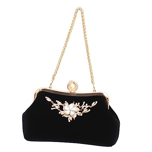 Pochette lèvres en strass et tissu noir : sac de soirée chic pour rangement clés et maquillage