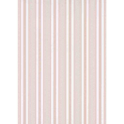 Papier peint Motif rayures et vagues Rose