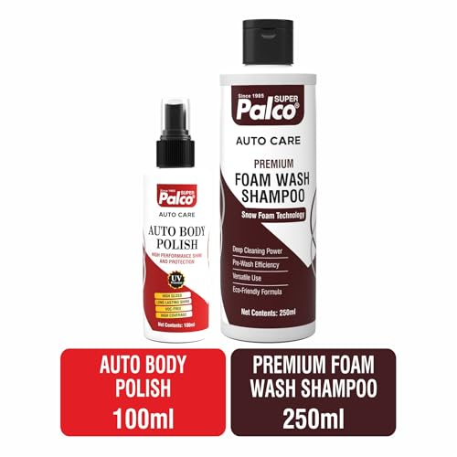 Image of PALCO Combo Auto Care 2 Products | PREMIUM-FOAM-WASH-250ml and AUTO-BODY-POLISH-100ml, Auto Care Solution For Removing Dirt & Shining Cars and Bikes