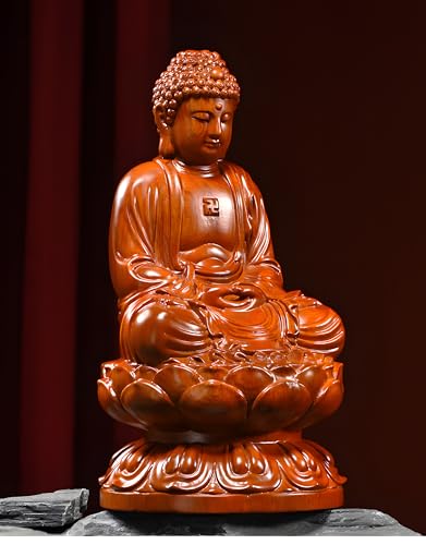 Estatua de Buda tallada a mano en madera roja de 20 cm miniatura 4