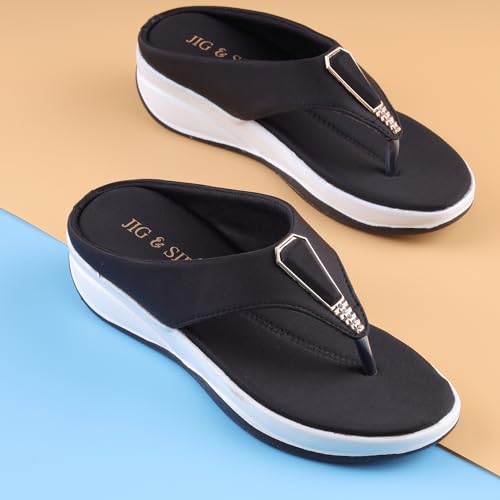 Image of JIG & SID Women & Girls Flip-Flops Slippers Light weight, Soft Footbed, Comfortable & Stylish Wedges Slip On Slipper For Casual Wear & Formal Wear (J S 110645)