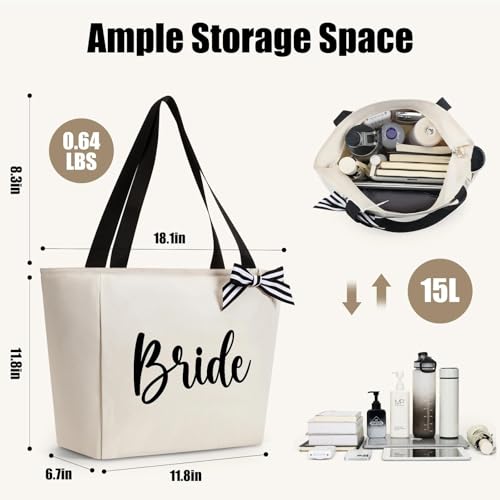 Image of Vavabox Bridesmaid Gifts, Mrs Tote Bag for Women, Bridal Shower Wedding Bachelorette Bride Gift Handbag Gifts for Her