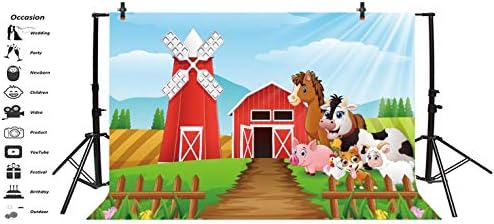 Yeele 8x6ft Cartoon Farm Pasture Background for Photography Countryside Shed Barn Scenery Livestock Animals Backdrop Rustic Baby Boy Kids Adult Children Portrait Shoots Photo Booth Props Y2WH03998 - 2