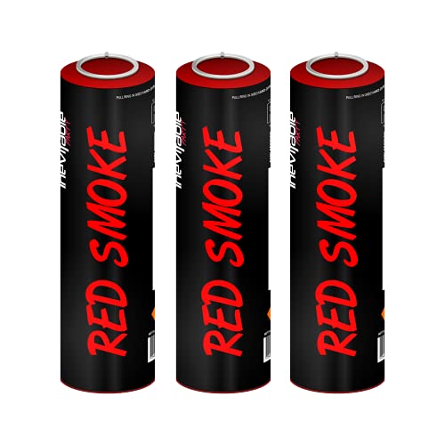Inevitable Party Pack of 3 Ring Pull Coloured Smoke Grenades for Paintball Airsoft Weddings Photo-shoots Stage & Special Effects (3 x Red)
