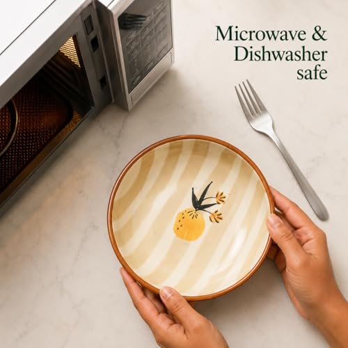 Image of Ceramic Snack Bowl Set for Serving, Dessert & Fruits | Multipurpose Kitchen Bowls Set | Premium Aesthetic Small Serving Bowls | Brown & White | Pack of 2 | 700ml