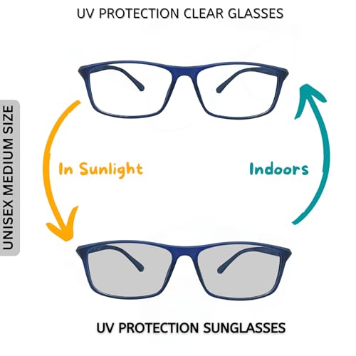 Image of Vast Photochromic Blue Cut Computer Glasses for Eye Protection | Zero Power Anti Glare & Blue Light Filter | UV Protect Specs for Men & Women| Frames| Cooling Glasses Lens