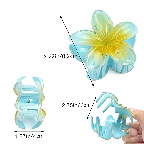 Dealeachday Hawaiian Claw Clips For Thick Hair 7Pcs Flower Hair Clips Large Plumeria Clips Hibiscus Hair Clip Hair Accessories For Women #TOP1